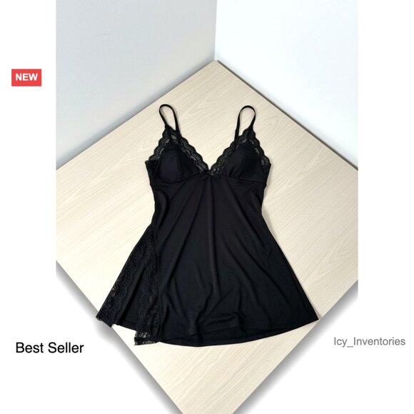 Other - Lace Chemise Nightgown Sexy Sleepwear Modal Fabric Adjustable Straps Side Slits